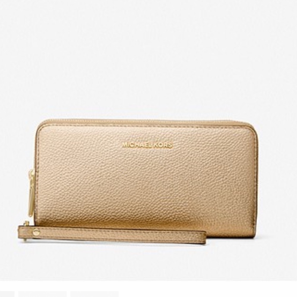 michael kors metallic gold wristlet